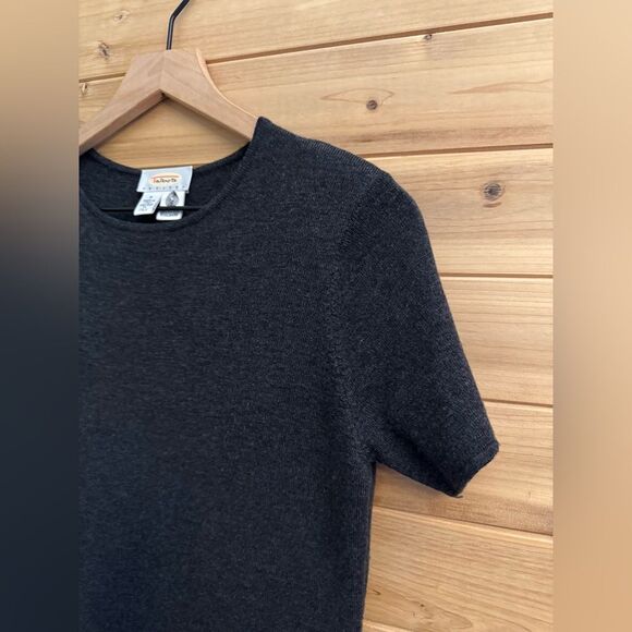 Vintage Talbots Size Medium Petite Charcoal Gray Wool Maxi Dress - Picture 3 of 11